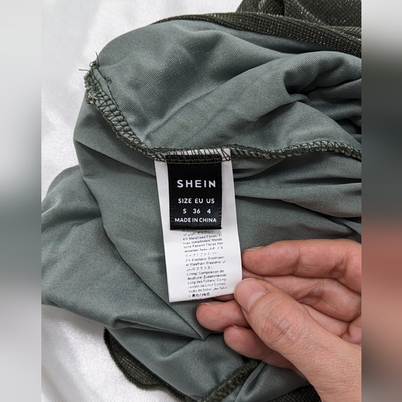 SHEIN Woman's Small Sparkly Green Ruched and Fitted Above the Knee Mini Skirt - Picture 9 of 11